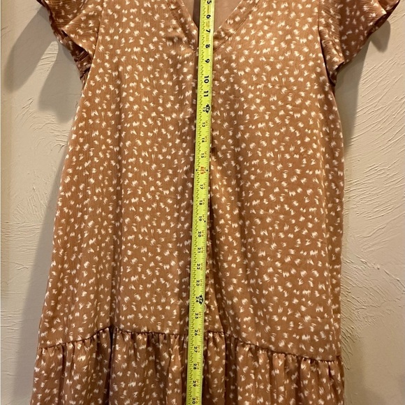 Love Brown and White Ruffled Tiered Sundress R1 - Picture 4 of 6